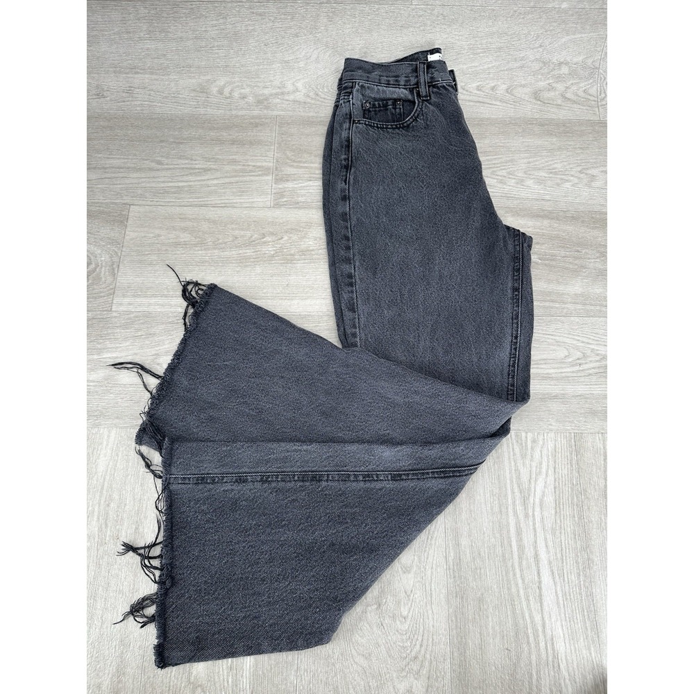 PacSun Los Angeles Jeans Women's 27 High Rise Bootcut Black Raw‎ Hem Faded